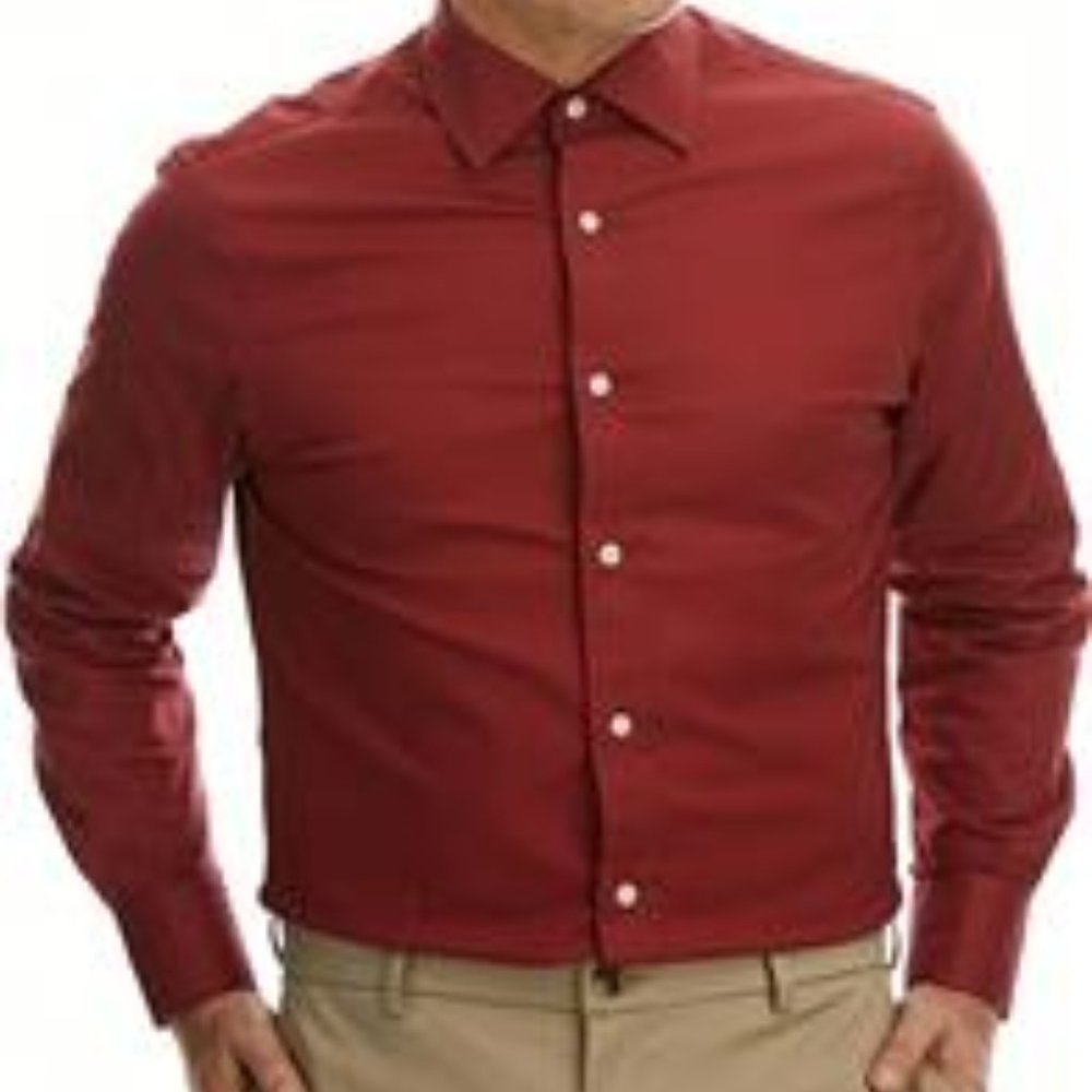 Haggar Men's Classic Fit Premium Comfort Button Down Shirt, Wine Solid 15 -15.5